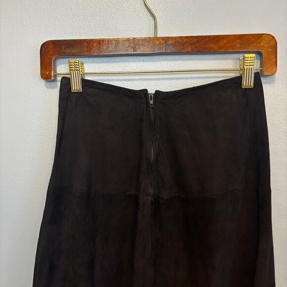 Alicia Herrera Saks Fifth Avenue Suede Leather Black Skirt ALine 4 Dark Academia - Picture 4 of 9